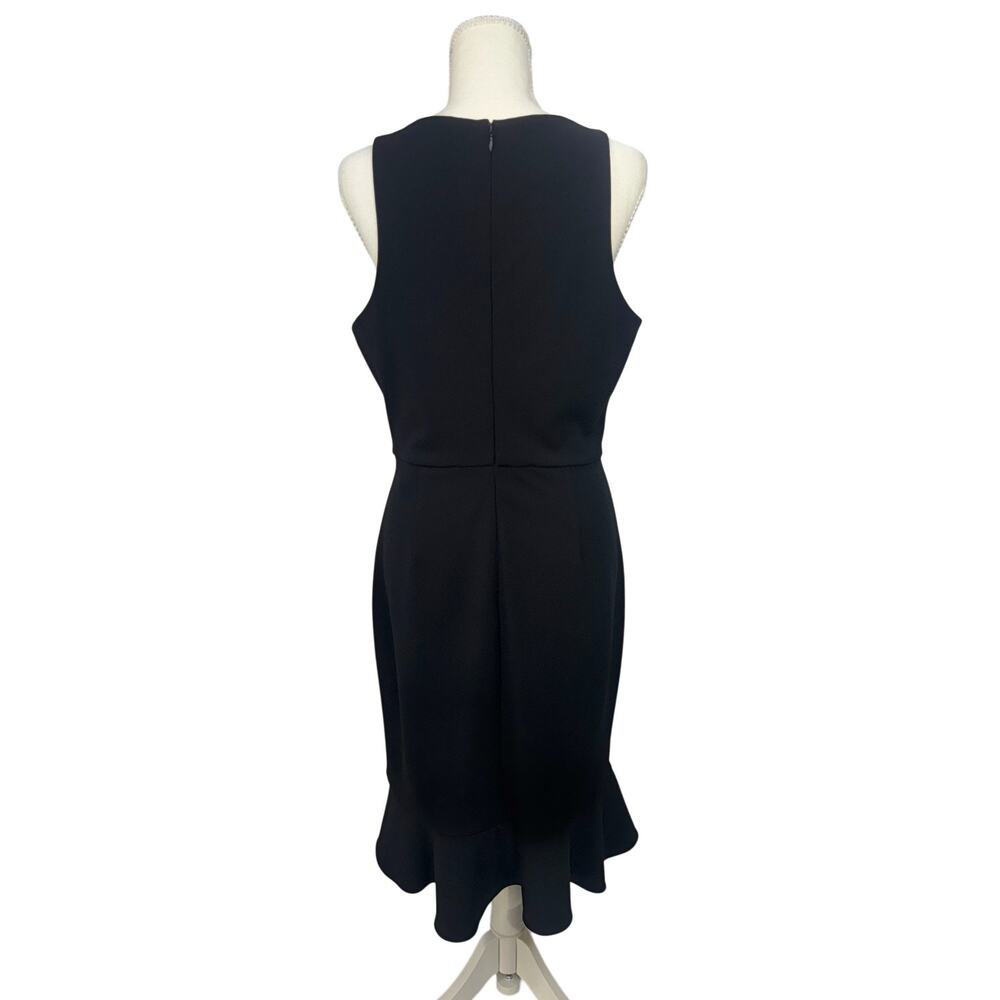 Betsey Johnson Black Scuba Crepe V-Neck Flounce Hem Midi Dress 6 Event Occasion - Picture 4 of 16